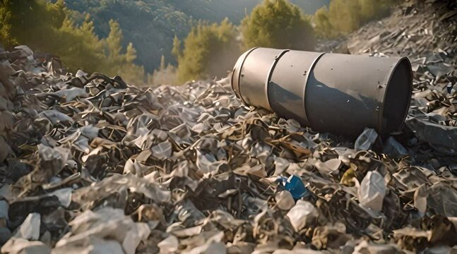 Garbage pollution in the mountains where waste left behind spoils the natural beauty of the landscape