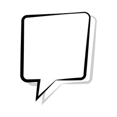 Empty retro comic bubbles and elements are set with gray shadows. The iconic cartoon chat bubble on a blank background can be edited and recolored.