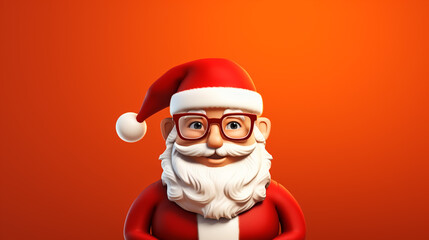 Fototapeta na wymiar Happy smiling Santa Claus standing behind a blank sign. Christmas and New year banner. Vector illustration. 