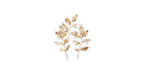 golden leaves on a light grey background