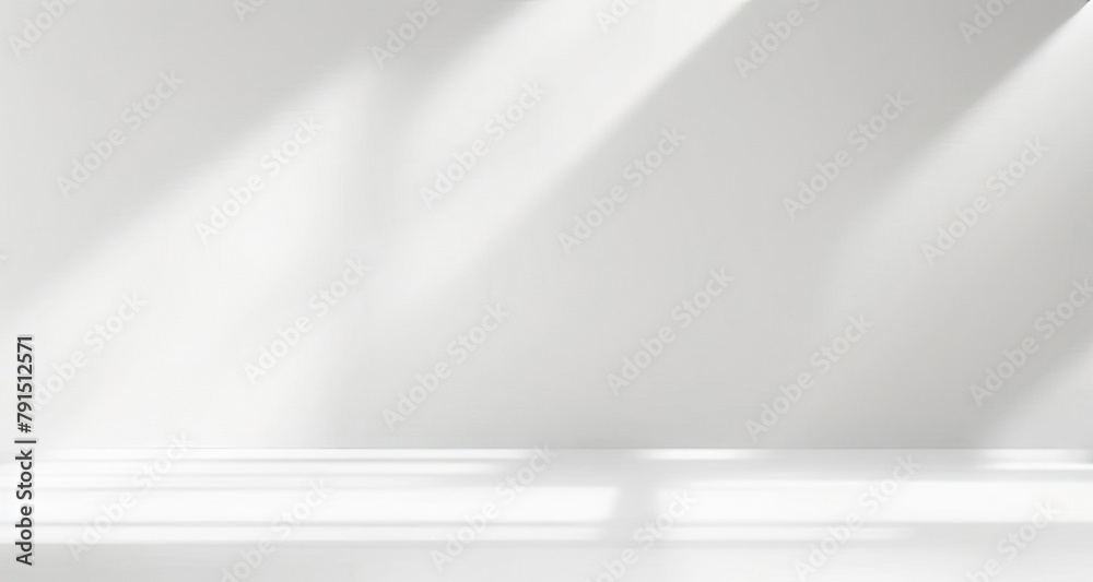 Aufkleber Minimal abstract light gray background for product presentation. Soft shadow and light from windows on white wall.