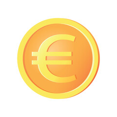 Golden shiny euro isolated coin icon. Vector illustration