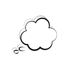 Empty retro comic bubbles and elements are set with gray shadows. The iconic cartoon chat bubble on a blank background can be edited and recolored.