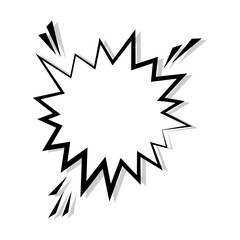 Empty retro comic bubbles and elements are set with gray shadows. The iconic cartoon chat bubble on a blank background can be edited and recolored.