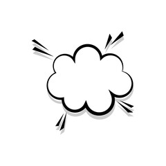 Empty retro comic bubbles and elements are set with gray shadows. The iconic cartoon chat bubble on a blank background can be edited and recolored.