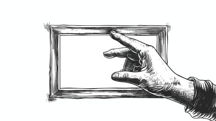 Man making a hand frame. Hand drawn style vector  - obrazy, fototapety, plakaty