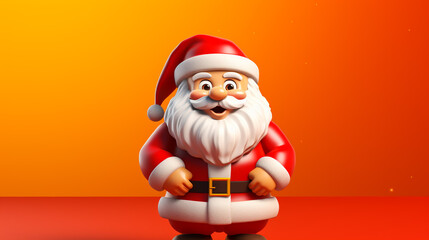Happy smiling Santa Claus standing behind a blank sign. Christmas and New year banner. Vector illustration.
