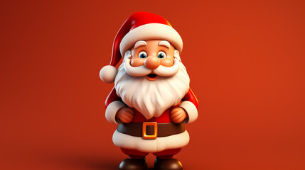 Happy smiling Santa Claus standing behind a blank sign. Christmas and New year banner. Vector illustration.
