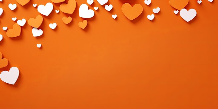 orange hearts pattern scattered across the surface, creating an adorable and festive background for Valentine's Day