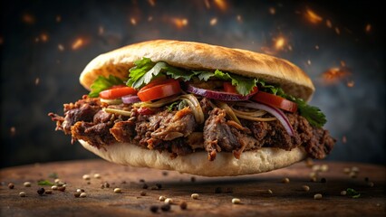Savory Shawarma: Juicy Turkish Doner Kebab Sandwich with Spices