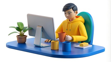 Successful Asian Programmer in Modern Office Setting - Technology and Productivity