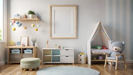 Playful Interior Design: Mock-up Frame in Children's Room Setting