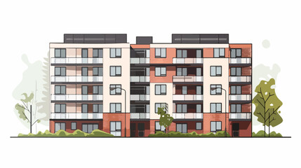 New apartment building in the residential area. Vector