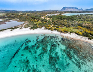 Aerial view of Sardinia shore on a clear day