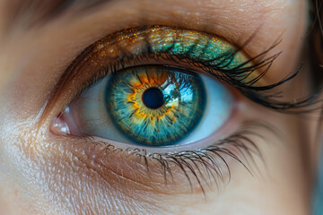 A macro image of the human eye of an unusual color.
