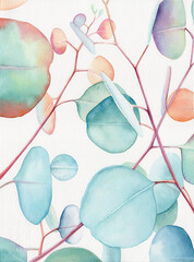  Watercolor green leaves - Hand drawn watercolor illustrations, Watercolor eucalyptus, Floral Design elements, Watercolor Painting, Drawing - Activity, Painted Image, Watercolor Paints