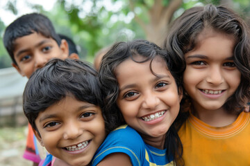 Obraz premium Joyful indian children playing outdoors
