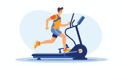 Man exercising on elliptical machine. Healthy activety