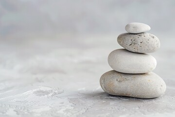 Fototapeta na wymiar stack of zen stones, various sea pebbles pyramid of balanced stones, International Yoga Day, life balance meditation harmony concept
