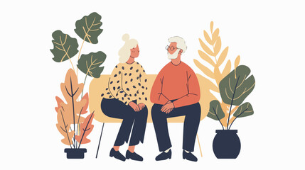 Mature plants lovers. Senior pair spend free time - obrazy, fototapety, plakaty