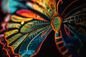 A close-up image of a colorful butterfly logo, its intricate patterns and vibrant hues brought to life with stunning clarity.