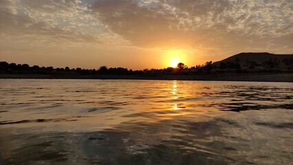 sunset over the lake
