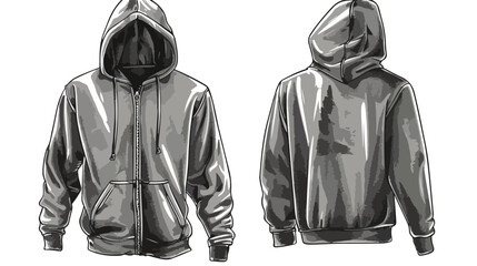 Fototapeta na wymiar Mens hooded sweat-shirt with zipper . Sketch illustration