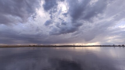 Fototapeta premium sunset over the lake
