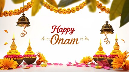 vector illustration of onam. Kerala Onam Greeting Card. illustration