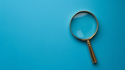 magnifying Glass on clean empty blue background