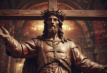 jesus on the cross - obrazy, fototapety, plakaty