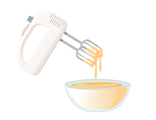 Electric mixer with dough bowl baking kitchenware vector illustration isolated on white background - 791526330