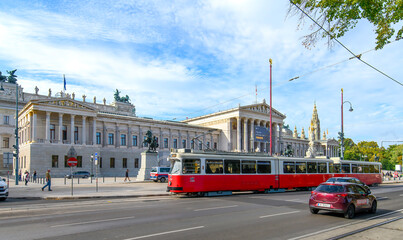 The Austrian Parliament Building and the Pallas Athena Fountain in Vienna, Austria	
