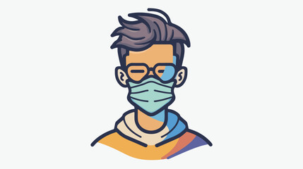 Modern design icon of wearing mask Hand drawn style 