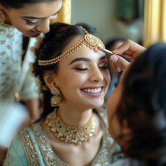 An Indian bride getting ready for her wedding day