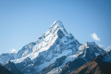 A close-up shot of a majestic mountain peak, showcasing its grandeur and majesty.