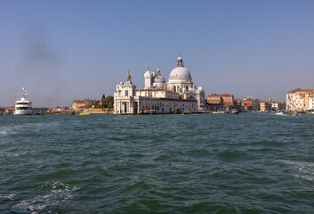 View from Canal of San Marco to Punta della Dogana and Salute in Venice