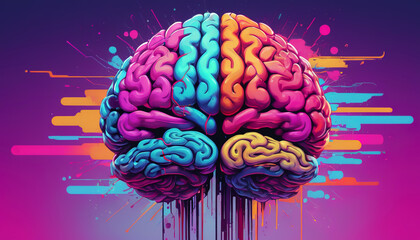 Illustration of the brain, for education, training or mental health promotion - obrazy, fototapety, plakaty