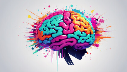 Illustration of the brain, for education, training or mental health promotion