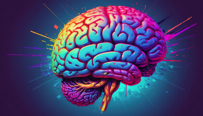 Illustration of the brain, for education, training or mental health promotion - obrazy, fototapety, plakaty