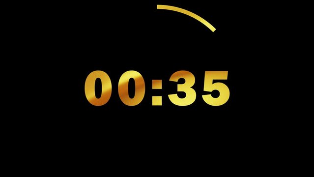 Golden 40-Seconds Countdown on Black Background. Timer from 40 to 0 Seconds in Ultra HD 4K Video Animation.