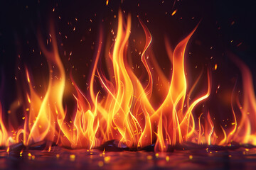 A close-up shot of a realistic fire icon, showcasing the intricate details and glowing intensity of the flames, casting a warm and inviting glow on a clean background.