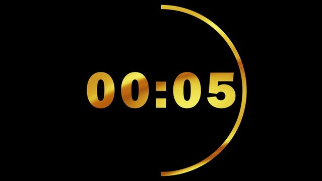 Golden 10-Seconds Countdown on Black Background. Timer from 10 Seconds to 0 Seconds in Ultra HD 4K Video Animation.