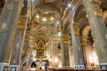 Interior of the basilica of San Biagio in Gothic style