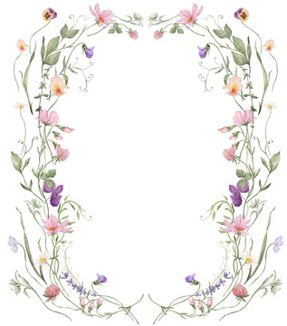 Watercolor floral frame