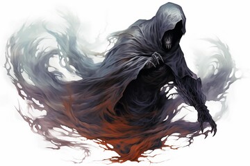 Illustration of a Wraith on a White Background - obrazy, fototapety, plakaty