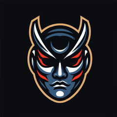 vector illustration esport logo of japanese mask 