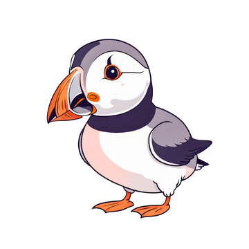 recommend clip art: Cute puffin cute kawaii style illustration, isolated clipart, animal, domestic pet