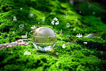 Environmental technology concept. sustainable ESG modernization development by using technology of...