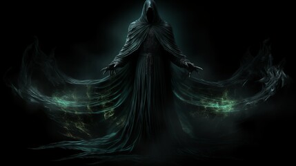 Illustration of a Wraith on a Black Background - obrazy, fototapety, plakaty